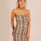 ONE ABOVE ANOTHER Snake Printed Bodycon Bandeau Mini Dress