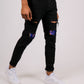 ONE ABOVE ANOTHER Black Skinny Jean With Knee Rips & Blue Sequin Details