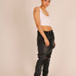 ONE ABOVE ANOTHER Black Distressed Jeans With Over Skirt Layer