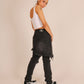 ONE ABOVE ANOTHER Black Distressed Jeans With Over Skirt Layer