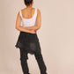 ONE ABOVE ANOTHER Black Distressed Jeans With Over Skirt Layer