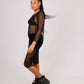 ONE ABOVE ANOTHER Black Mesh Midi Dress With Lace Up Frontal