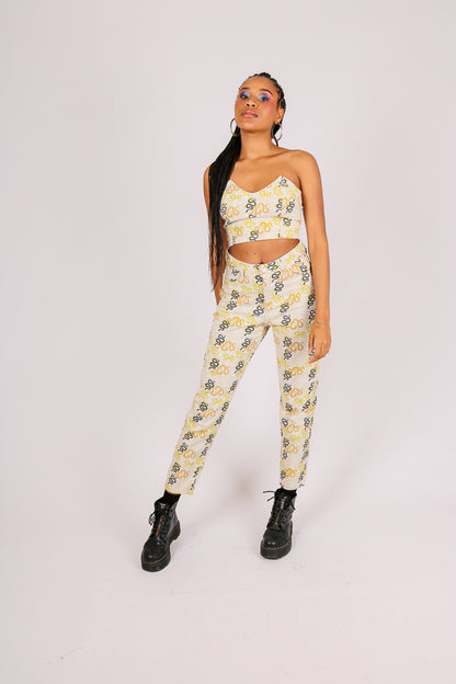 Snake Printed Denim Mom Jeans