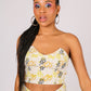 ONE ABOVE ANOTHER Snake Print Denim Bandeau Crop Top