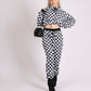 ONE ABOVE ANOTHER Black & White Checkered Cropped Hoodie & Jogger Co-Ord