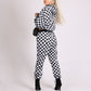 ONE ABOVE ANOTHER Black & White Checkered Cropped Hoodie & Jogger Co-Ord