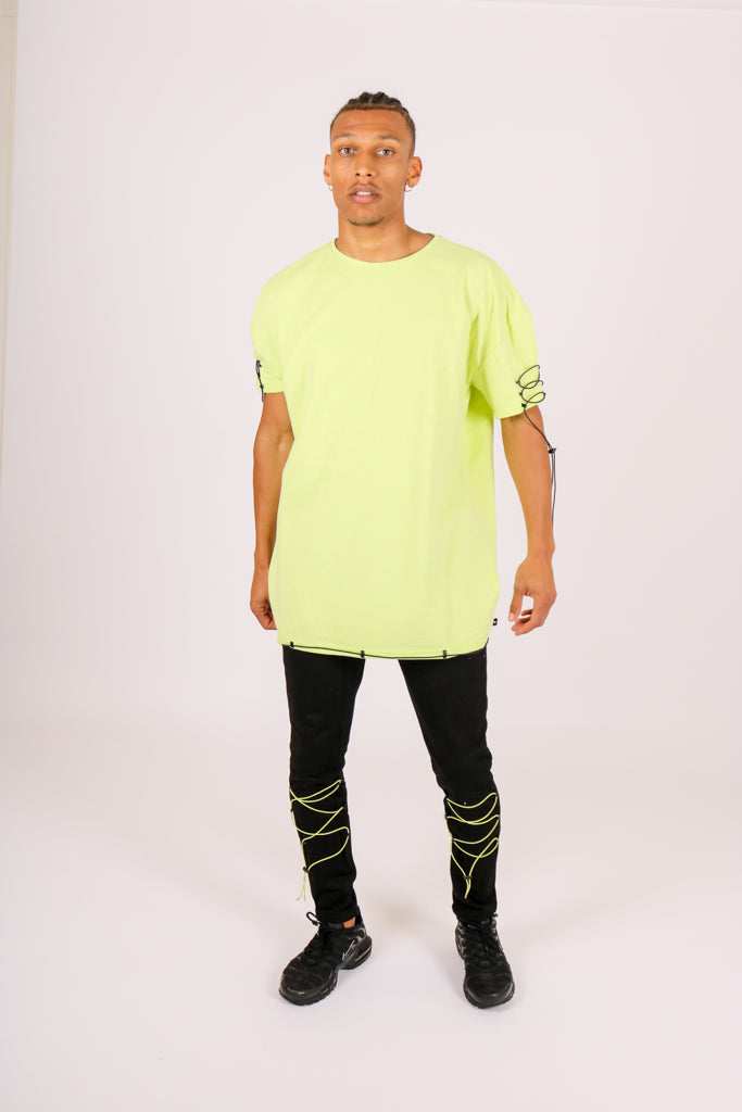 Oversized Lime T-Shirt With String Detailing