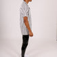 ONE ABOVE ANOTHER Revere Collar Shirt In Black & White Stripes