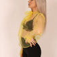 ONE ABOVE ANOTHER Yellow Sheer Organza Bow Blouse