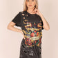 ONE ABOVE ANOTHER Oversized T-shirt Dress In Printed Sequin Text 'Tough Luck'