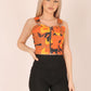 ONE ABOVE ANOTHER Orange Camo Denim Crop Top