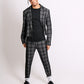 ONE ABOVE ANOTHER Dark Grey Check Tailored Trouser