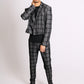 ONE ABOVE ANOTHER Dark Grey Check Cropped Blazer