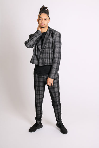 For That Thing You Have To Go To 'Dark Grey Check Cropped Blazer'