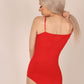 ONE ABOVE ANOTHER Red Satin Bodysuit