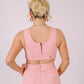 ONE ABOVE ANOTHER Pink Belted Denim Crop Top