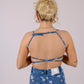ONE ABOVE ANOTHER Star Print Denim Strappy Crop Top