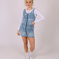 ONE ABOVE ANOTHER Ditsy Daisy Embroidered Denim Dress