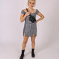 ONE ABOVE ANOTHER Gingham Printed Denim Mini Dress