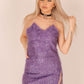 ONE ABOVE ANOTHER Purple Sparkle Tinsel Slit Dress