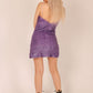 ONE ABOVE ANOTHER Purple Sparkle Tinsel Slit Dress