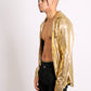 ONE ABOVE ANOTHER Gold Metallic Party Shirt