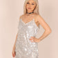ONE ABOVE ANOTHER Silver Embellished Sequin Dress