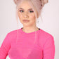 ONE ABOVE ANOTHER Pink Mesh Ruched Long Sleeve Crop Top