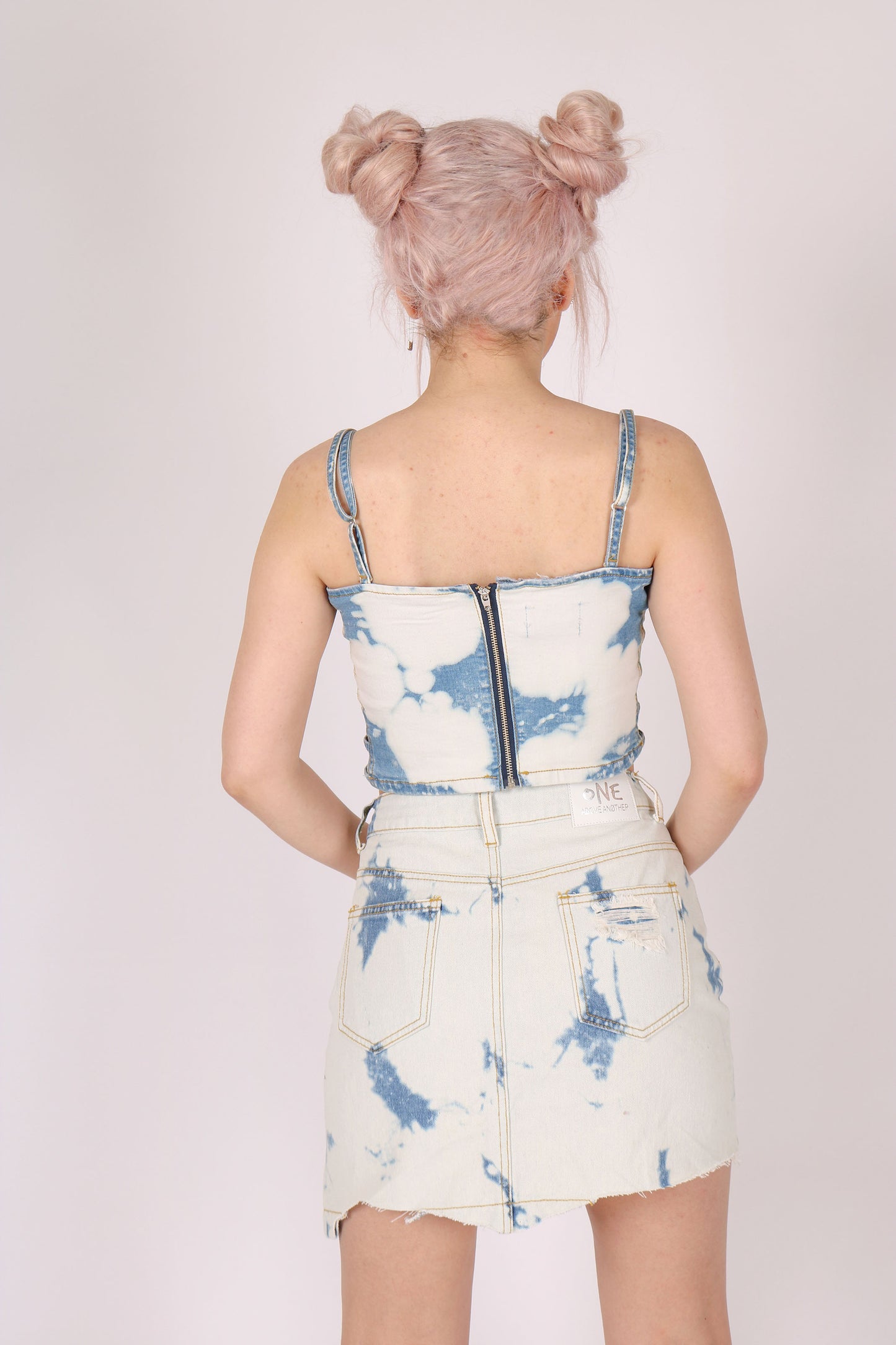 Bleach Wash Denim Crop Top