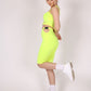 ONE ABOVE ANOTHER Neon Yellow Slinky Biker Shorts With Buckle