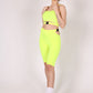 ONE ABOVE ANOTHER Neon Yellow Slinky Biker Shorts With Buckle