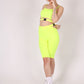 ONE ABOVE ANOTHER Neon Yellow Slinky Biker Shorts With Buckle