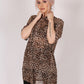 ONE ABOVE ANOTHER Leopard Mesh T-shirt Dress