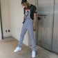 ONE ABOVE ANOTHER Checkered Denim Dungaree
