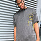 ONE ABOVE ANOTHER Oversized Black Pinstripe T-shirt With Pull String