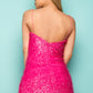 ONE ABOVE ANOTHER Pink Sparkle Tinsel Slit Mini Dress