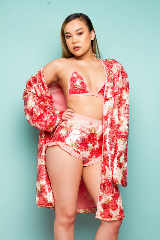 Rose Sequin Kimono