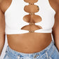 ONE ABOVE ANOTHER White Cut-Out Gold Link Crop Top