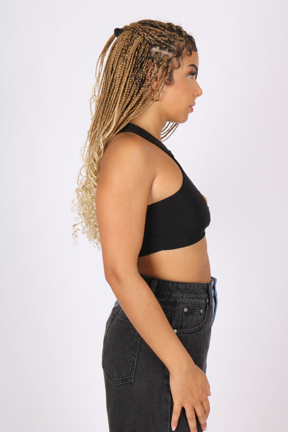 Black Cut-Out Crop With Gold Links